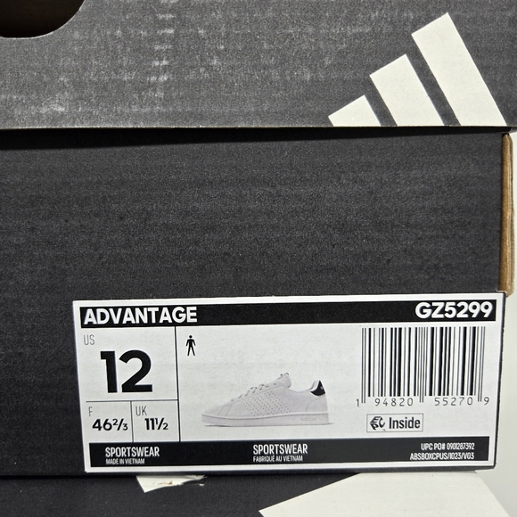 New Adidas Advantage \'White Legend Ink\' Men\'s Tennis Shoes Size 12 main image 7